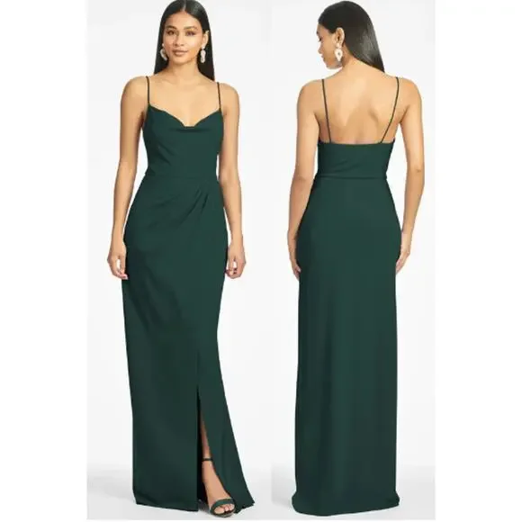 NWT Sachin & Babi Paulina Sleeveless Cowl Neck Bridesmaid Gown Emerald Women 16W - Picture 2 of 7